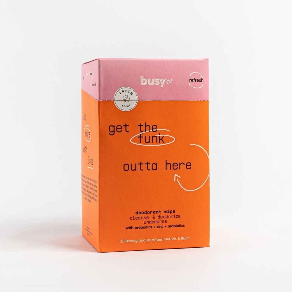 Busy refresh
Antibacterial Deodorant Wipes: Get the funk outta here